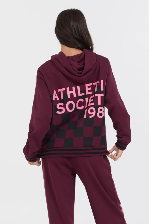 Cabernet W/ Rose Printed Heavy Surf Wash Hoodie - Image 2
