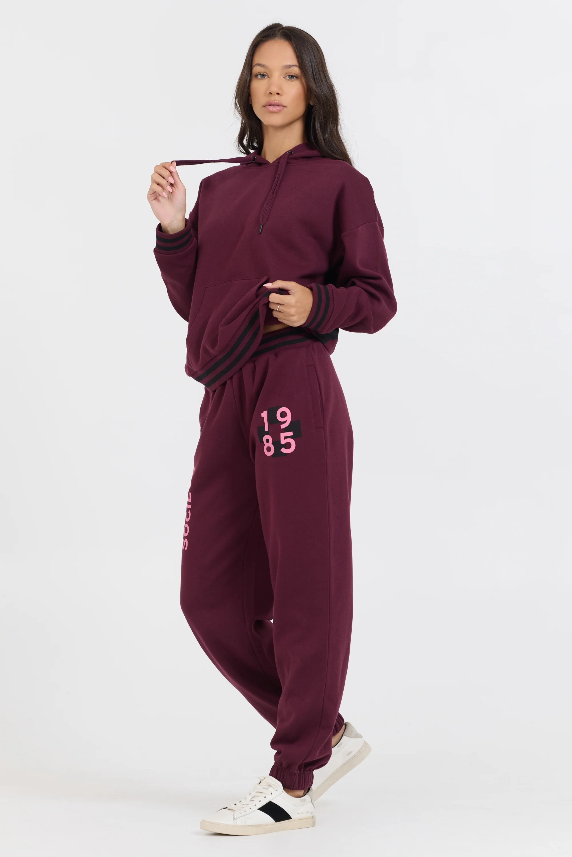 Cabernet W/ Rose Printed Heavy Surf Wash Hoodie - Image 4