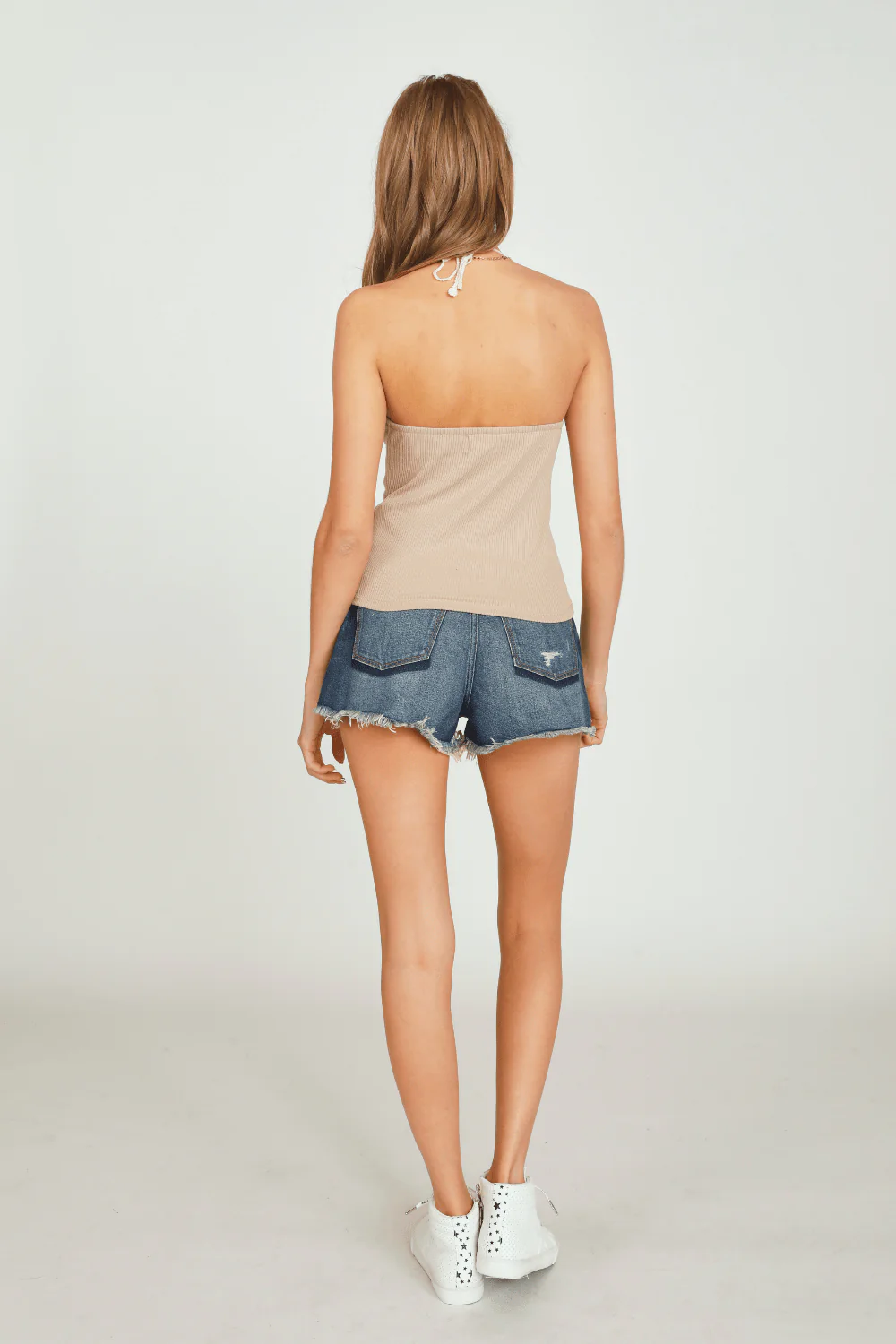 Cuban Sand Crochet Detail Halter Top - Image 4