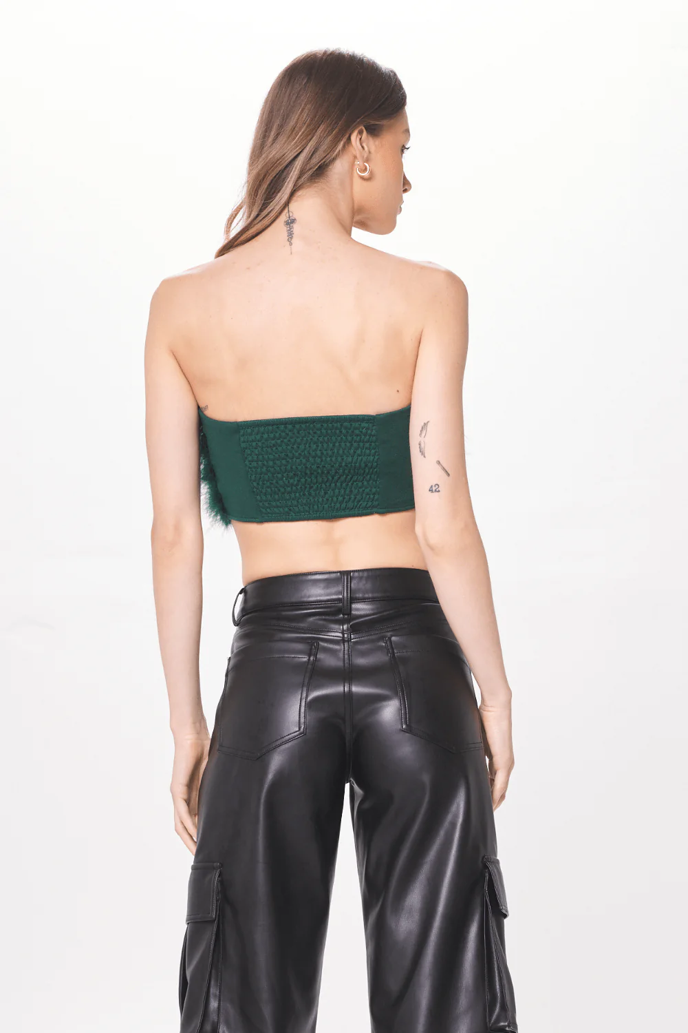 Green Feather Crop Top - Image 2