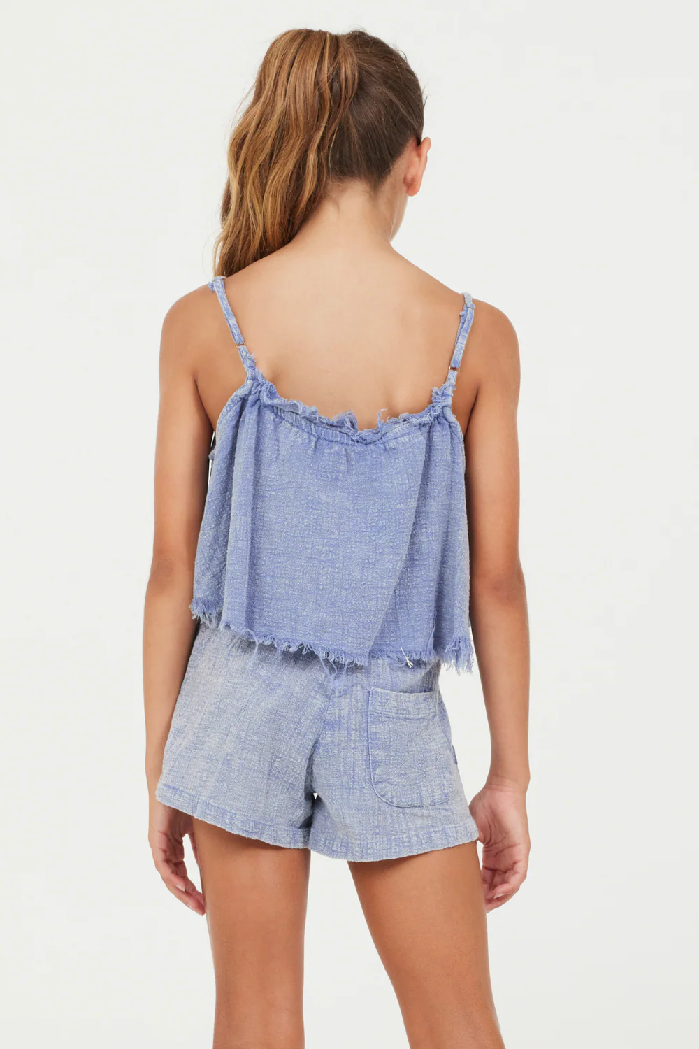 Plush Blue Washed Texture Flow Tank - Image 2
